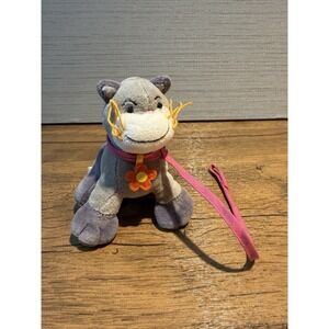 2000 Groovy Girls CAT Manhattan Toy Tiny 3.5 inches Gray with Pink Leash Flower